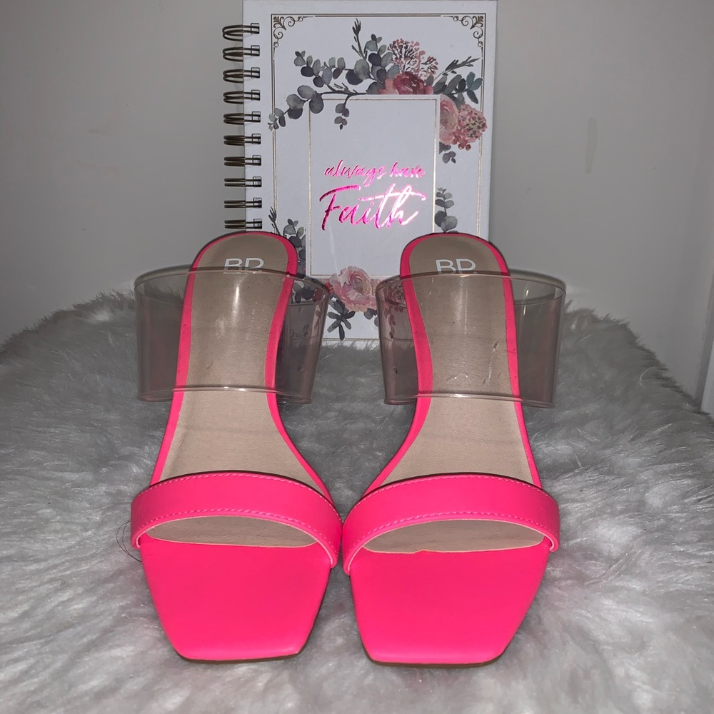 BP. Neon Pink and Plastic Heels